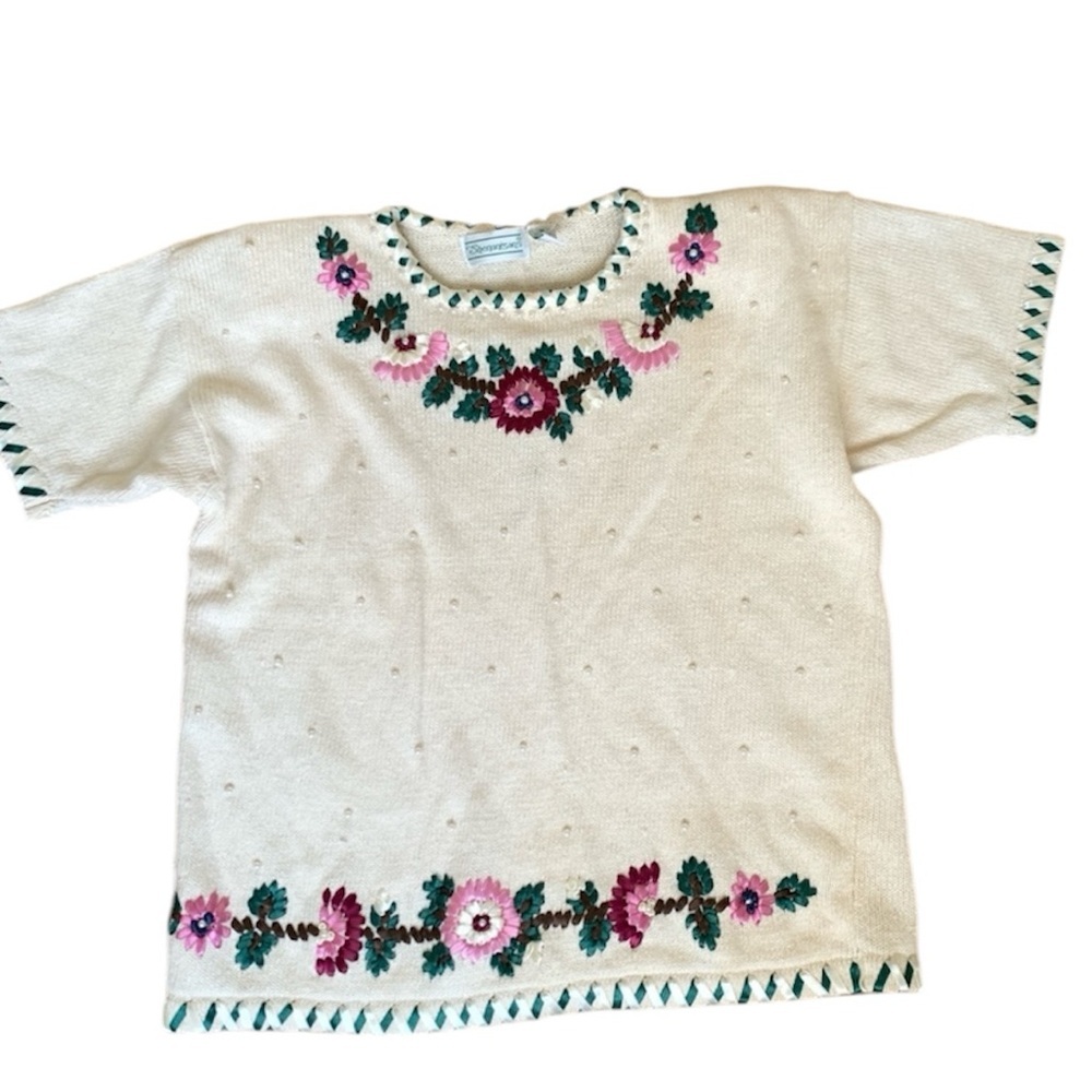 Vintage Collectible Shenanigans Knit Sweater With Ribbon Accents Size Medium